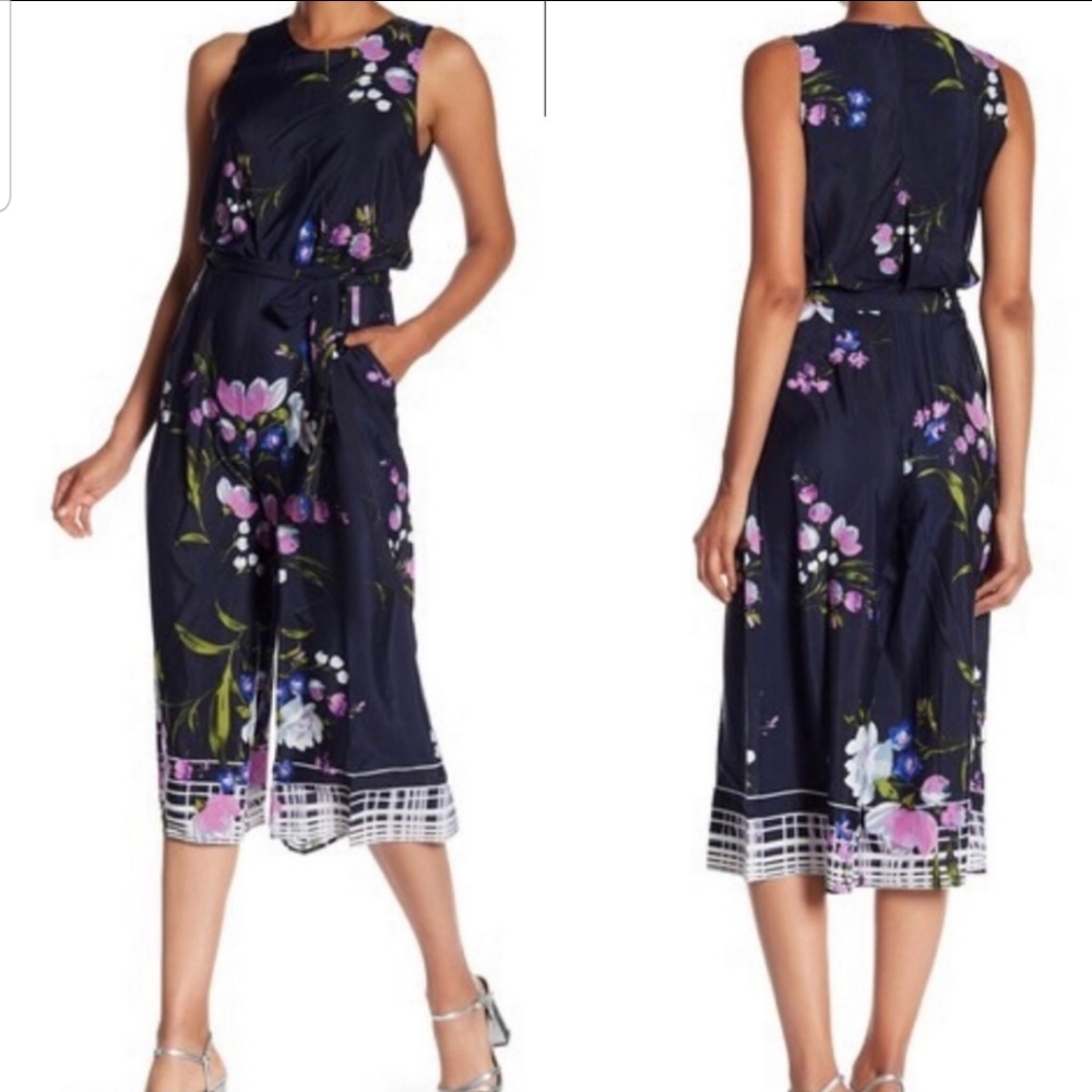Vince Camuto Womens Flowy Floral Jumpsuit, Sz 8